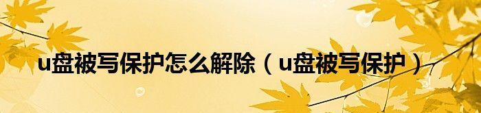 如何解决移动U盘被写保护问题（格式化是解决移动U盘写保护问题的有效方法）