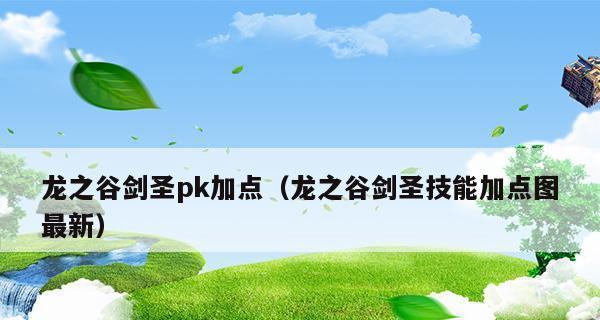 龙之谷剑圣加点技能图表怎么查看？如何优化技能加点？